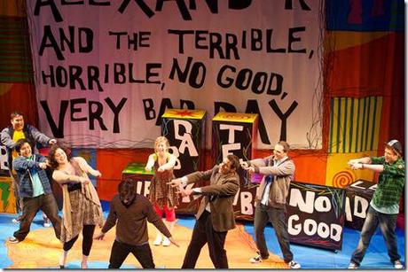 Mark Kosten, Tommy Bullington, Alex Heika, Maddy LaRoche, Patricia Lavery, Michael Rashid, RJ Silva and Jonathan Shroelucke in Emerald City Theatre's Review: Alexander and the Terrible, Horrible, No Good, Very Bad Day (Emerald City Theatre)