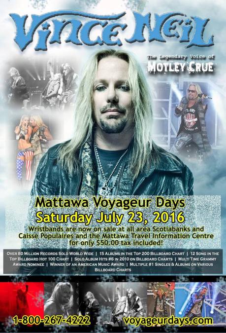 Vince Neil to headline 19th Annual Voyageur Days