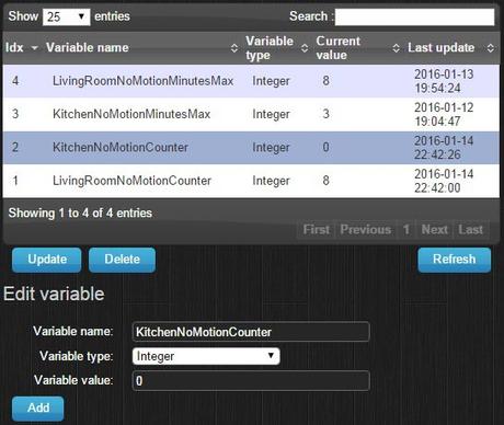 Domoticz - Adding user variables