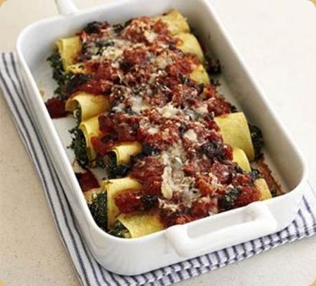 Italian recipes: Spinach & feta cannelloni.