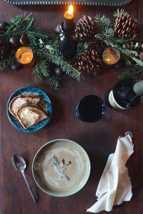 Creamy Chestnut & Mushroom Soup (Vegetarian) // www.WithTheGrains.com