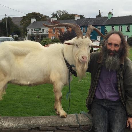 Billy the Wild Goat and John in Sneem. (Photo by Tanja M. Laden)