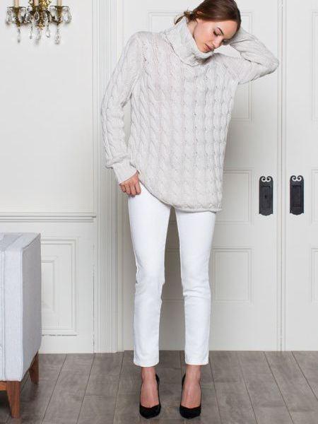 Snow-Inspired Whites For Comfort and Style white jeans | white sweater