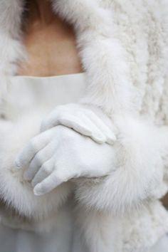 Snow-Inspired Whites For Comfort and Style white fur gloves