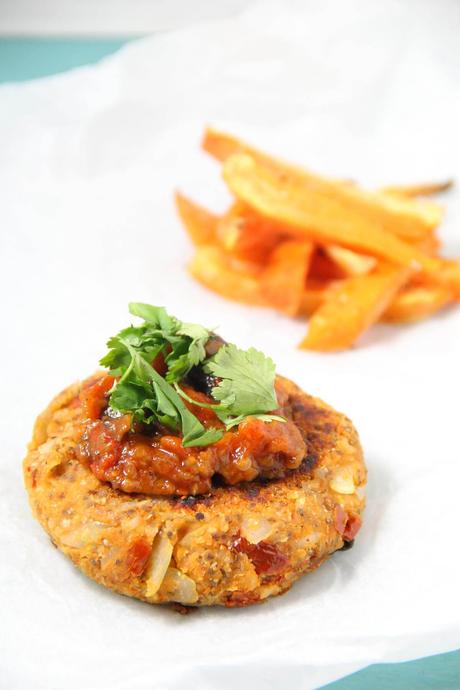 Superfood Butterbean Burger with sweet potato fries