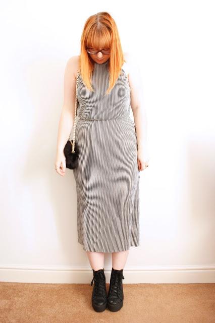 Outfit - The Plisse Stripe Dress Outfit - The Plisse Stripe Dress