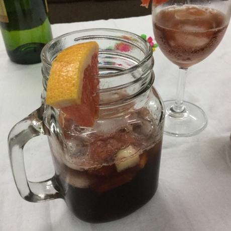 Sangria with Grapefruit and Strawberries