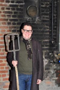 Looking sharp and holding a brewer's fork at Br. Caracole
