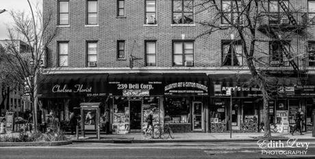 New York, Chelsea, street photography, black and white, florist, neighbourhood, storefront