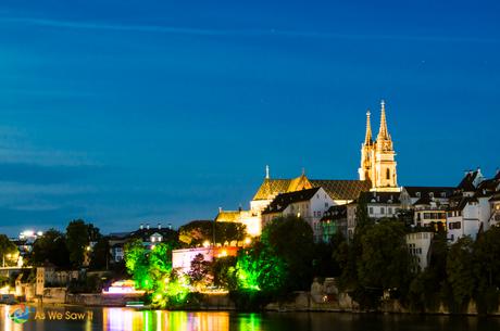 Basel, Switzerland in lights.