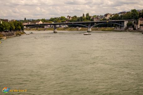 Rhine River swimmers in Basel Switzerland.