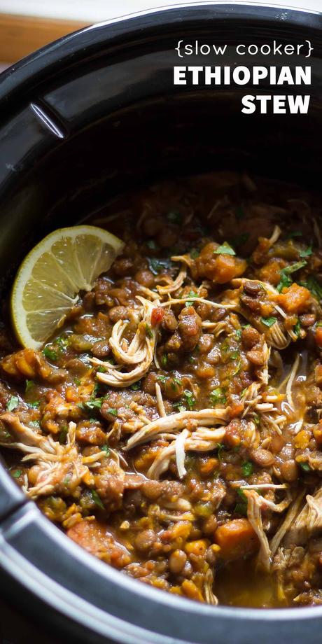 Slow Cooker Ethiopian Chicken & Lentil Stew Slow Cooker Chicken & Lentil Ethiopian Stew, made with sweet potatoes and carrots.