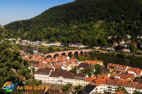 I’m Sailing Away on a Rhine River Cruise View from Heidelberg Castle of Heidelberg, Germany.