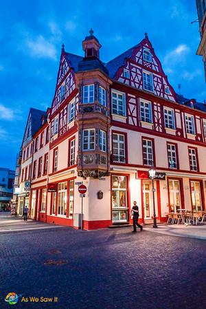 I’m Sailing Away on a Rhine River Cruise Half-timbered building in Koblenz, Germany.