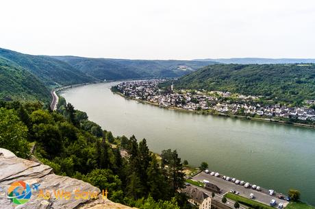 I’m Sailing Away on a Rhine River Cruise View of the Rhine River from Marksburg Castle.