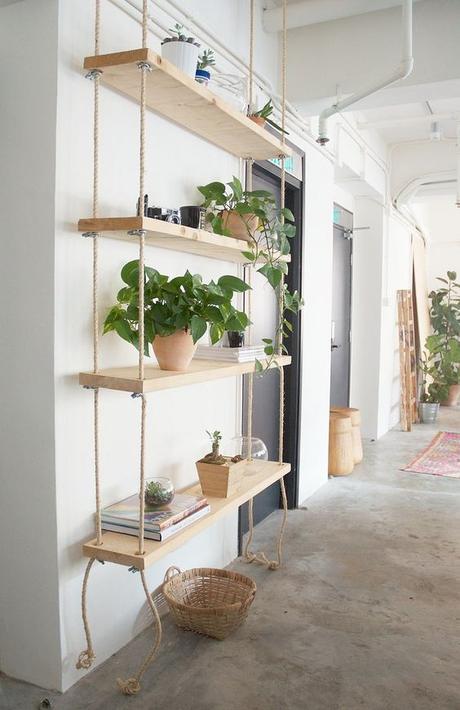Rope Inspired Decor Geneva Vanderzeil a pair & a spare studio www.apairandasparediy.com Love this shelving idea: