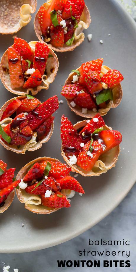 Balsamic Strawberry Wonton Bites Strawberry Balsamic Wonton Bites, a lighter make-ahead appetizer option for a party or shower!