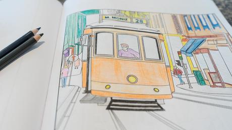 Tram 28 Lisbon Adult Coloring Book