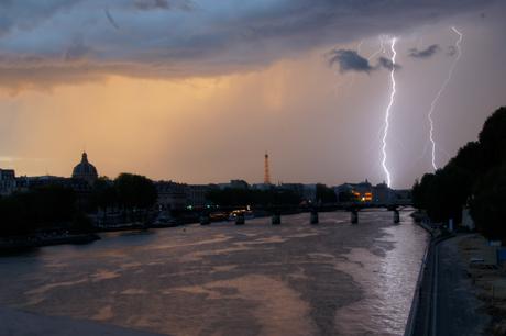 Thunderstorm in Paris, France.