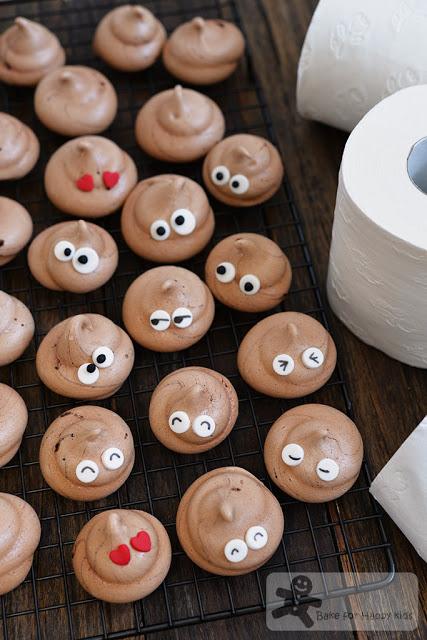 chocolate poo emoji meringues