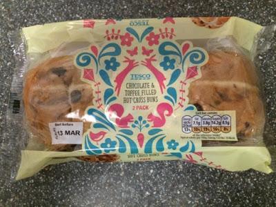 Today's Review: Tesco Chocolate & Toffee Filled Hot Cross Buns