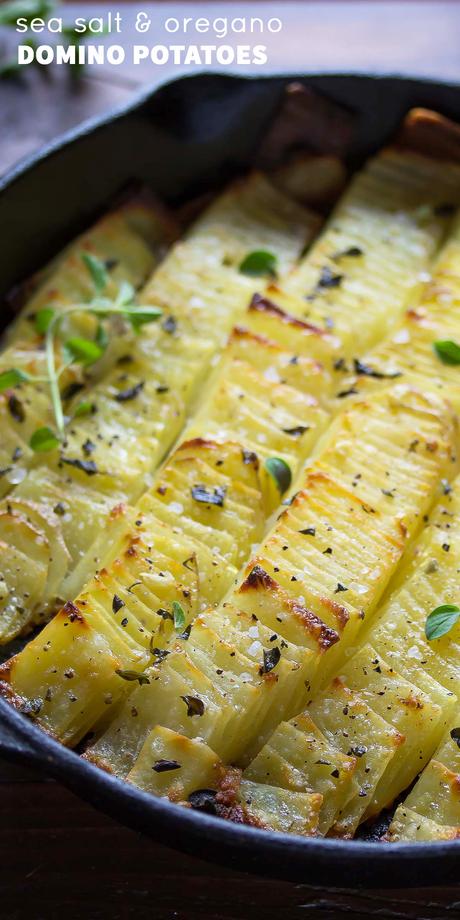 Sea Salt & Oregano Domino Potatoes Sea Salt and Oregano Domino Potatoes, an impressive potato side dish recipe that is perfect for the holidays!