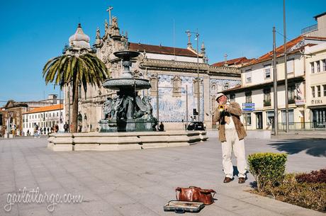 trumpet busker at Praça de Gomes Teixeira, Porto