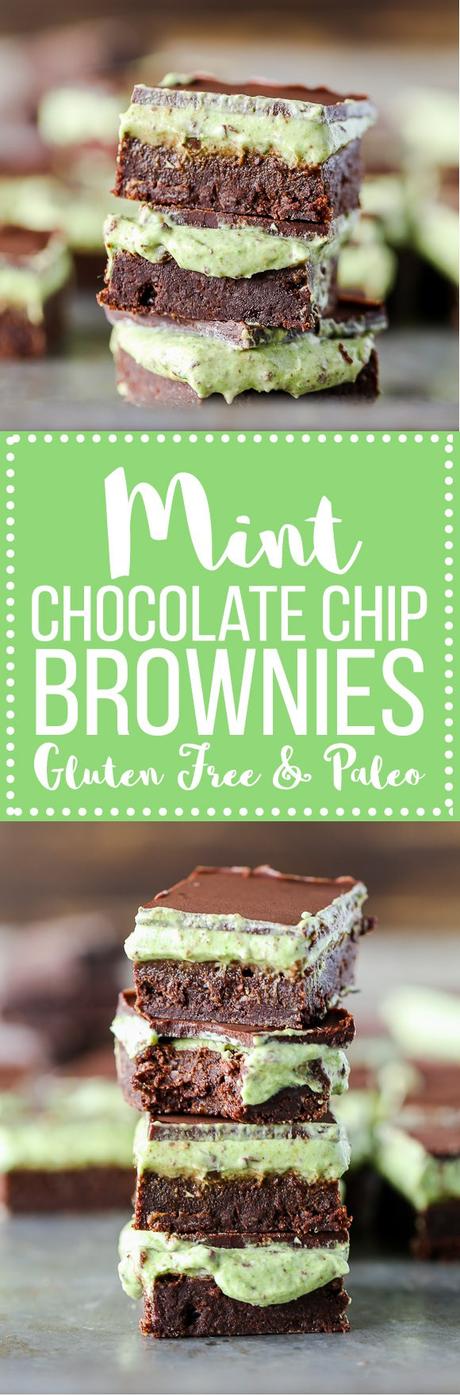 Mint Chocolate Chip Brownies (Paleo + GF) These Mint Chocolate Chip Brownies are ultra rich and fudgy with a mint chocolate chip topping! They are gluten-free, refined sugar-free + Paleo-friendly, and you'll never guess healthy ingredient they contain.