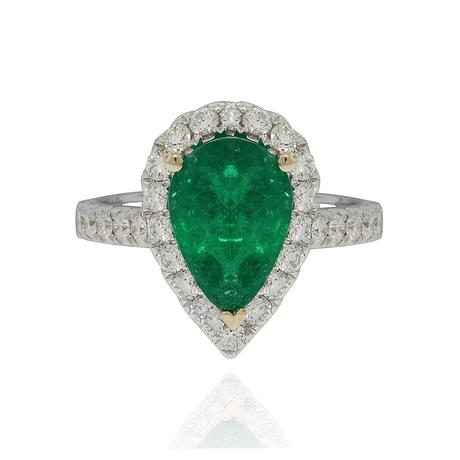 18k White Gold 2.07ct Emerald & Diamond Engagement Ring