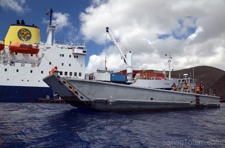 Distinctively St Helena unloading RMS st helena