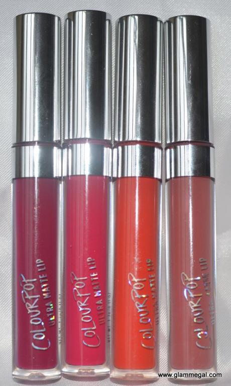 colourpop ultra matte liquid lipstick in more better, mars, first class, bumble