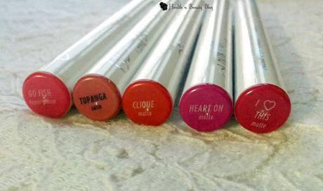 5 Colorpop Cosmetics Lippie Stix - Go Fish, Topanga, Clique, Heart On & I Heart This