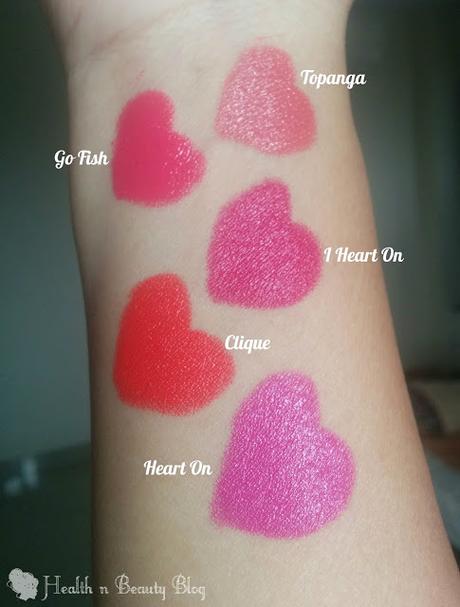 5 Colorpop Cosmetics Lippie Stix - Go Fish, Topanga, Clique, Heart On & I Heart This
