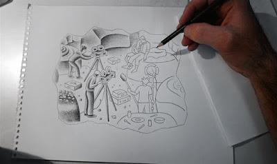 pencil vs camera sketch drawing by ben heine