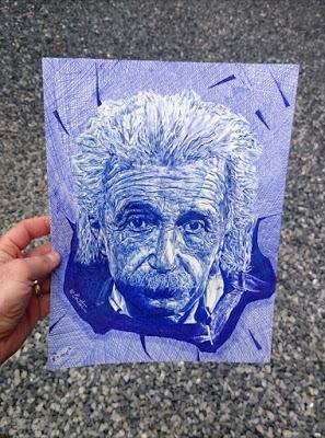 Albert Einstein - sketch drawing by ben heine