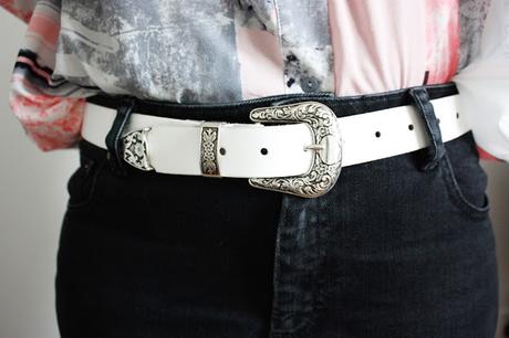 Close up of the Leather Western Tip Waist and Hip belt from asos