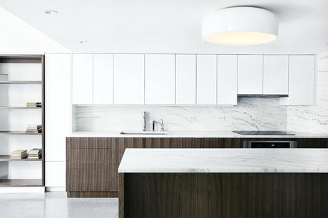 A Brooklyn kitchen with white cabinets and open shelving