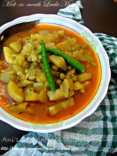 #Summer Cooler Recipe 3 ~ Melt-In-Mouth Lauki Muttar (Bottle Gourd With Green Peas)