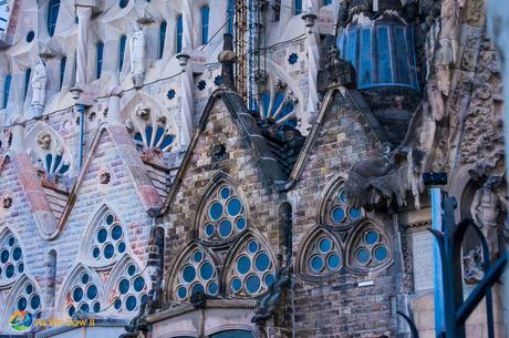 Two different eras of construction of La Sagrada Familia