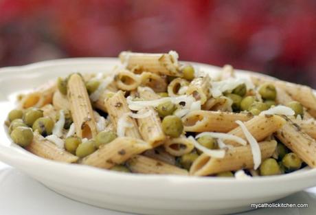 Cheesy Pesto Pasta and Peas about