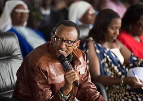 Kagame in bulletproof coat in Rwanda