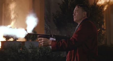 Leo’s Red Silk Robe in Miller’s Crossing Leo takes out two hitmen and a car full of backup assassins all with a single drum of ammunition.