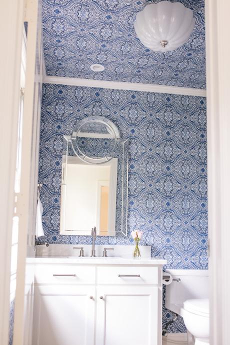 Dallas blogger, Amy Havins, shares photos of the powder bathroom remodel in her house.