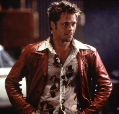 Tyler Durden’s Rust Red Leather Jacket Brad Pitt as Tyler Durden in Fight Club (1999).