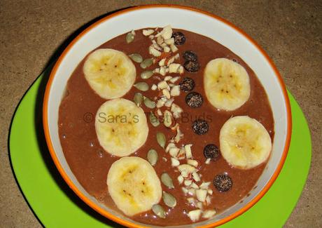 Banana Cocoa Oatmeal  Smoothie Bowl #Reciperedux