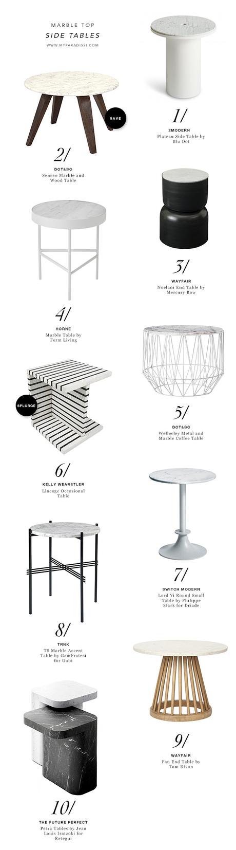 Marble top side tables Marble top side tables