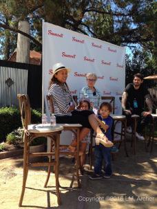 SCWGreenRoom Sunset Editor Irene Edwards greet her youngest readers (her children) at the Sunset Celebration Wekeend Media Green Room event, starring guest culinary chefs Cindy Pawlsyn and Ludo Levebre.