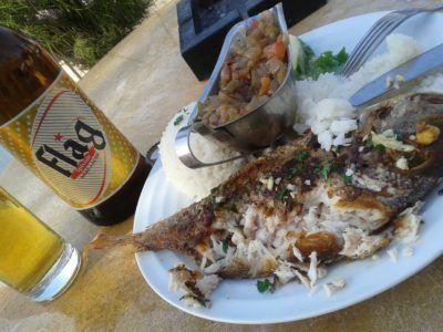 Friday’s Featured Food: Barbecued Fish and Flag Beer on N’Gor Beach, Dakar, Senegal Friday's Featured Food: Barbecued Fish and Flag Beer on N'Gor Beach, Dakar, Senegal