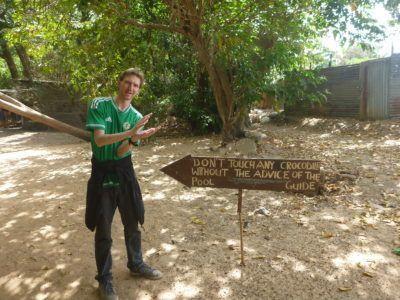 Stroking Crocodiles at Kachikally Pool, Bakau, The Gambia On route to the crocodile pool