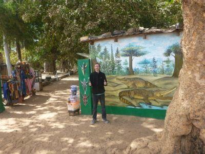 Stroking Crocodiles at Kachikally Pool, Bakau, The Gambia Entrance to Kachikally Crocodile Pool, Bakau, The Gambia